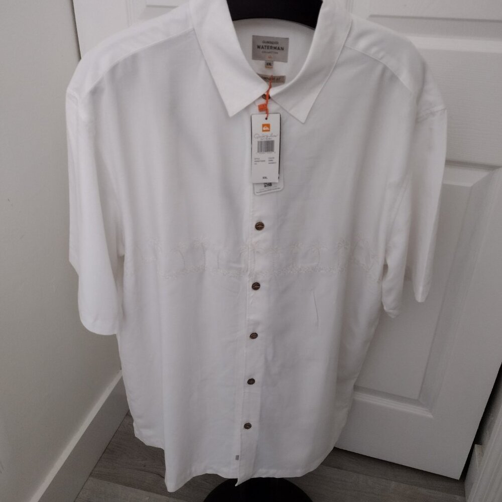 Quiksilver Waterman Men’s XXL Tahiti Palms Button-Up Shirt White NWT - Picture 5 of 14